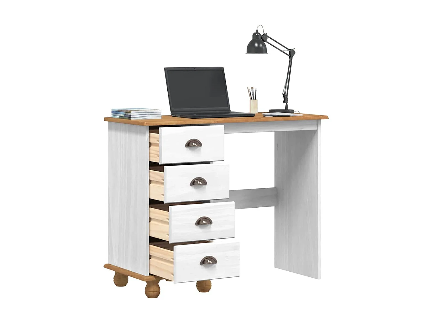 Bureau ASKIM Blanc 95 x 40 x 75 cm Bois massif en pin
