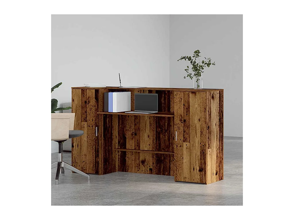 Bureau de réception vieux bois 180x50x103,5cm bois d'ingénierie