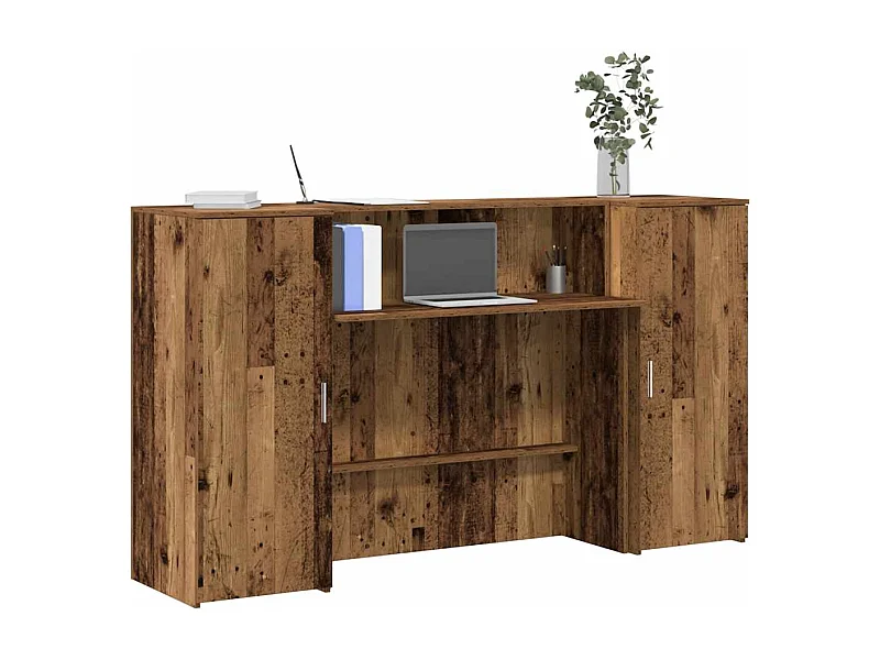 Bureau de réception vieux bois 180x50x103,5cm bois d'ingénierie