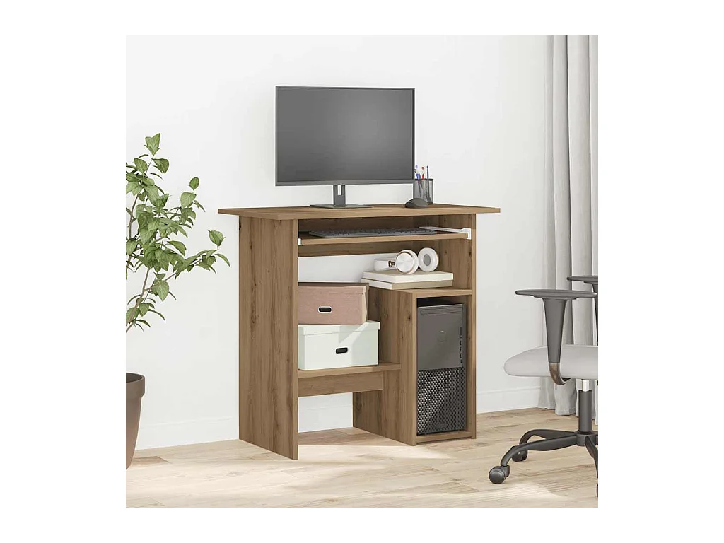 Bureau chêne artisanal 80x45x74 cm bois d'ingénierie