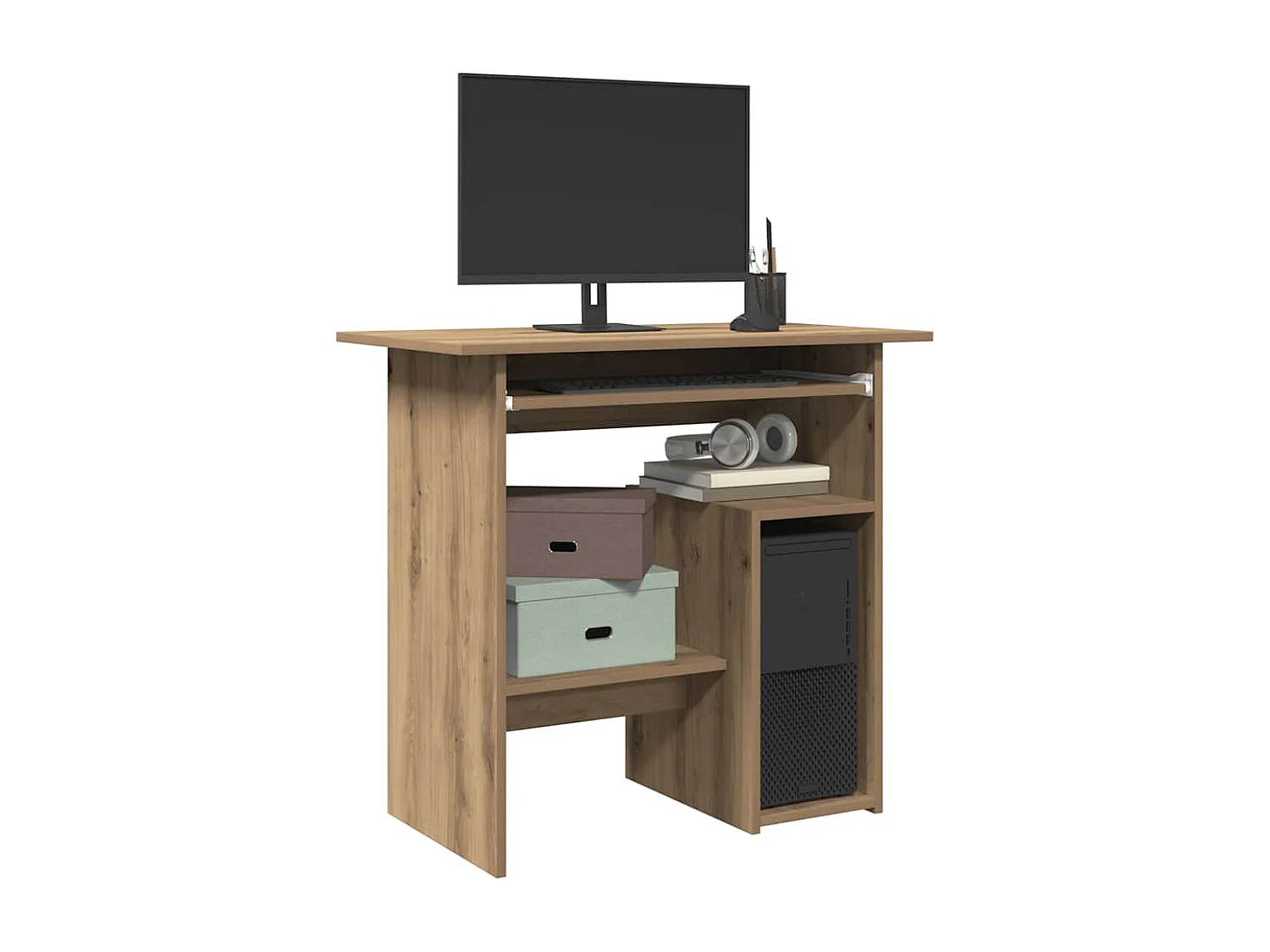 Bureau chêne artisanal 80x45x74 cm bois d'ingénierie