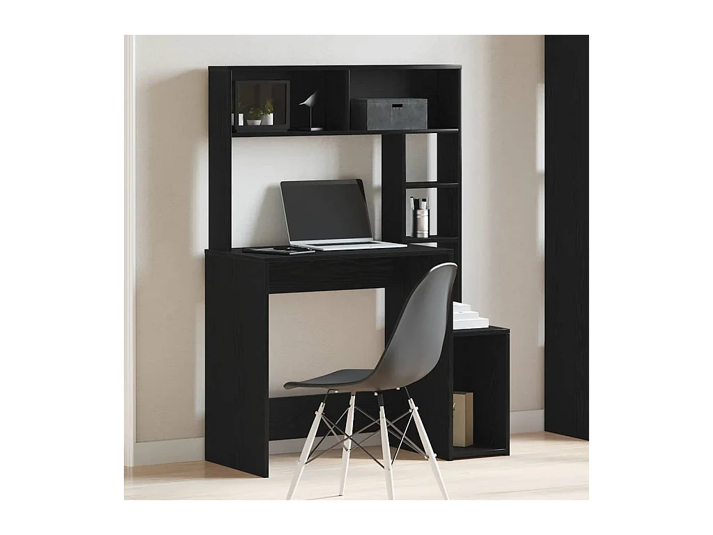 Bureau avec étagères noir 100x45x140 cm bois d'ingénierie