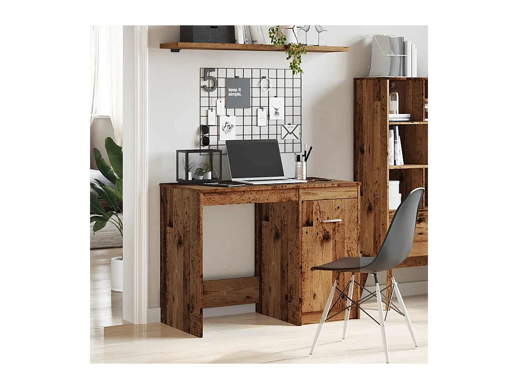 Bureau vieux bois 100x50x76 cm bois d'ingénierie