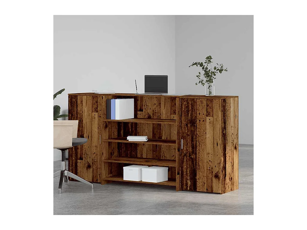 Bureau de réception vieux bois 200x50x103,5cm bois d'ingénierie