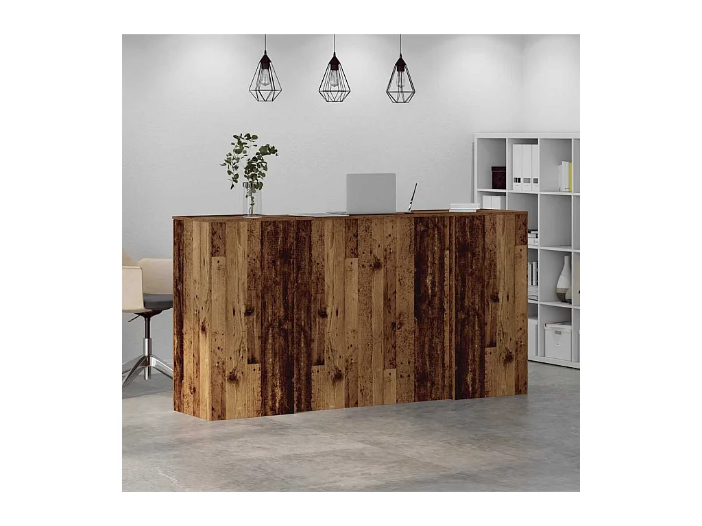 Bureau de réception vieux bois 200x50x103,5cm bois d'ingénierie