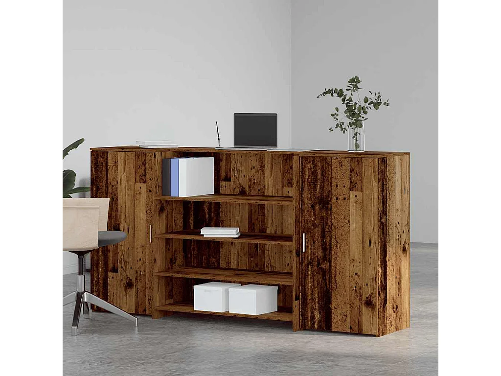 Bureau de réception vieux bois 200x50x103,5cm bois d'ingénierie