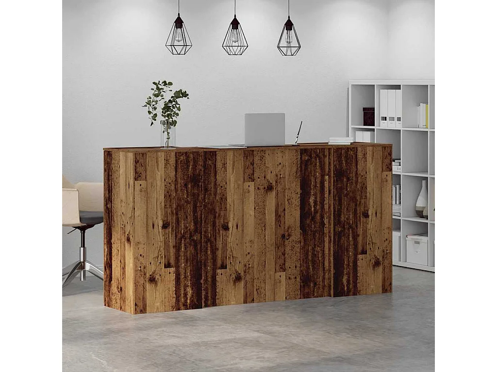 Bureau de réception vieux bois 200x50x103,5cm bois d'ingénierie