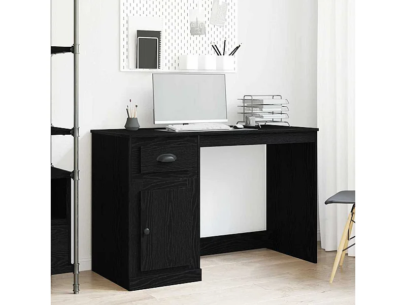 Bureau met lade Zwart eiken 50 x 115 x 75 cm Bewerkt hout
