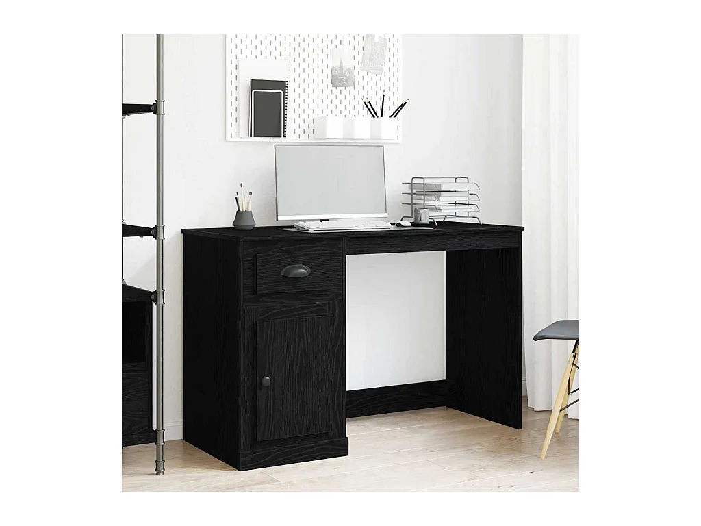 Bureau avec porte Chêne noir 50 x 115 x 75 cm Bois d'ingénierie