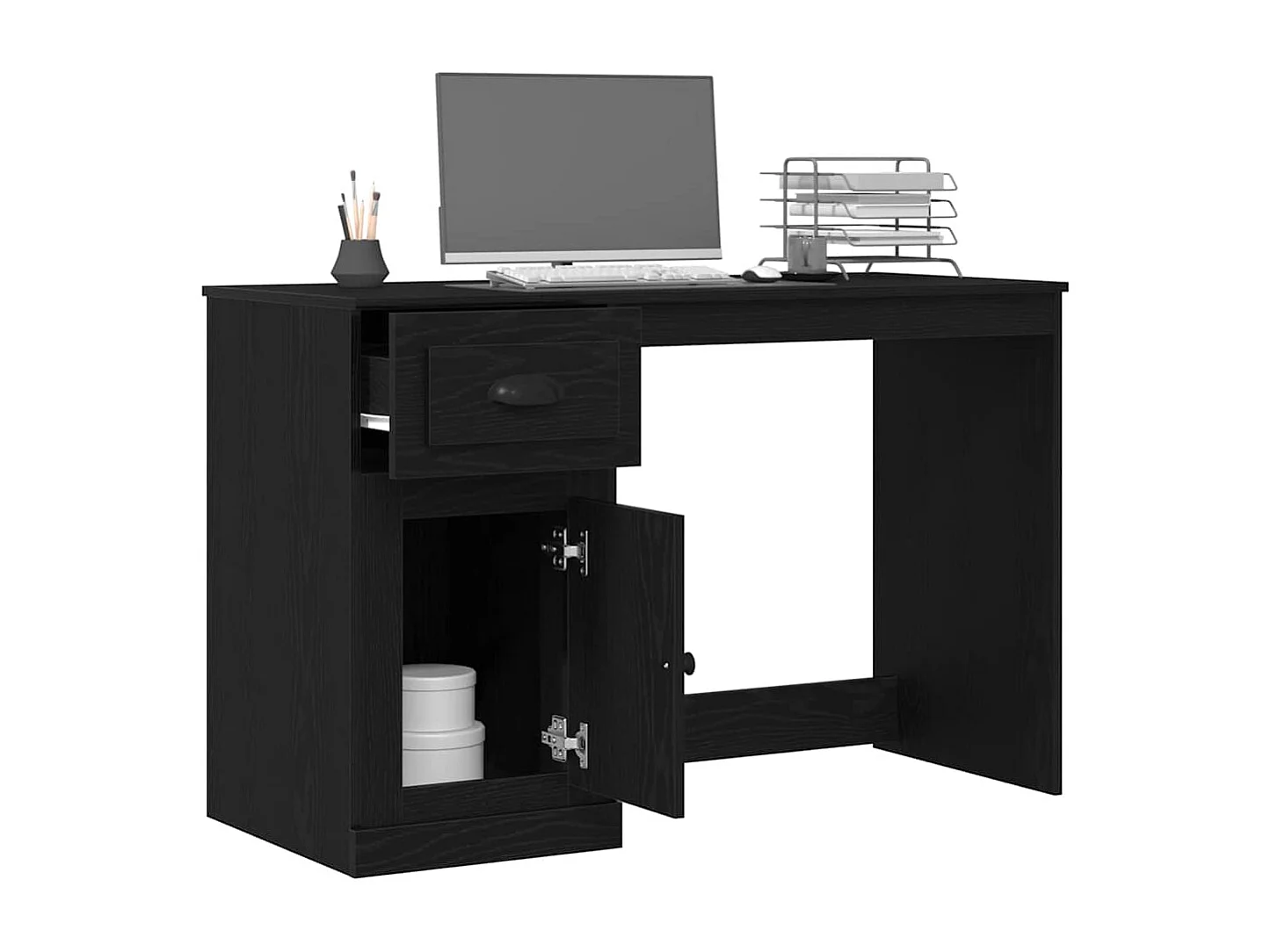 Bureau avec porte Chêne noir 50 x 115 x 75 cm Bois d'ingénierie