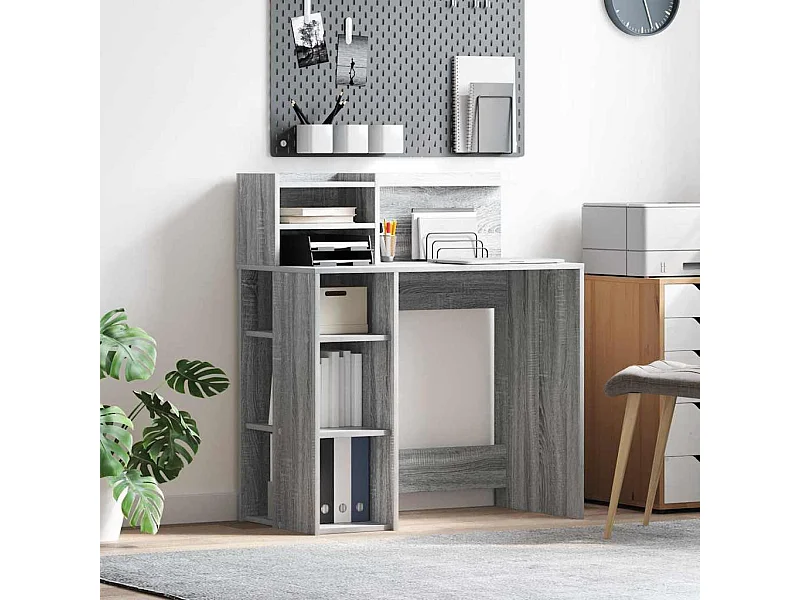 Mesa com Armazenamento Sonoma cinzento 90 x 48 x 101,5 cm