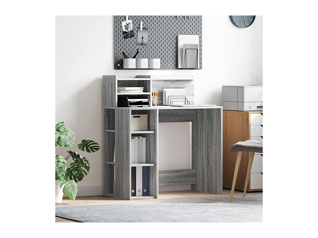 Bureau avec rangement Sonoma gris 90 x 48 x 101,5 cm