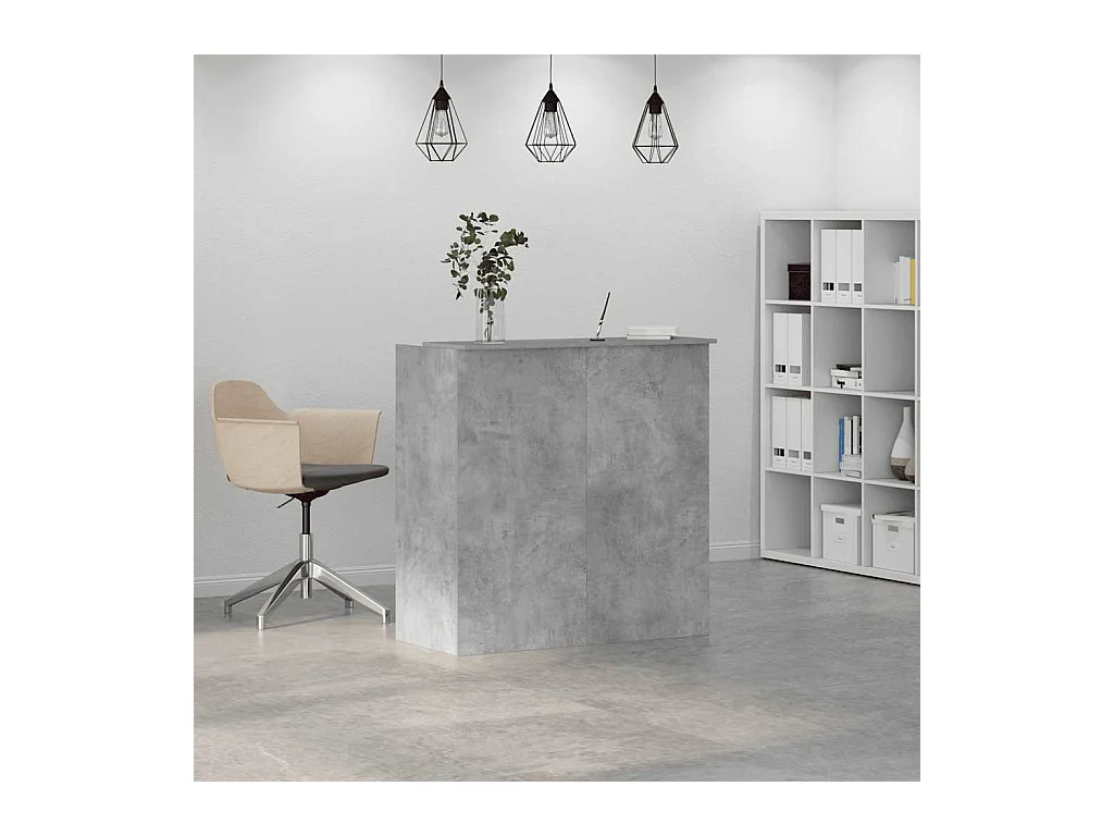Bureau de réception gris béton 100x50x103,5cm bois d'ingénierie