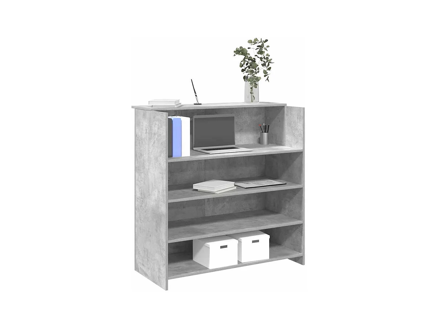 Bureau de réception gris béton 100x50x103,5cm bois d'ingénierie