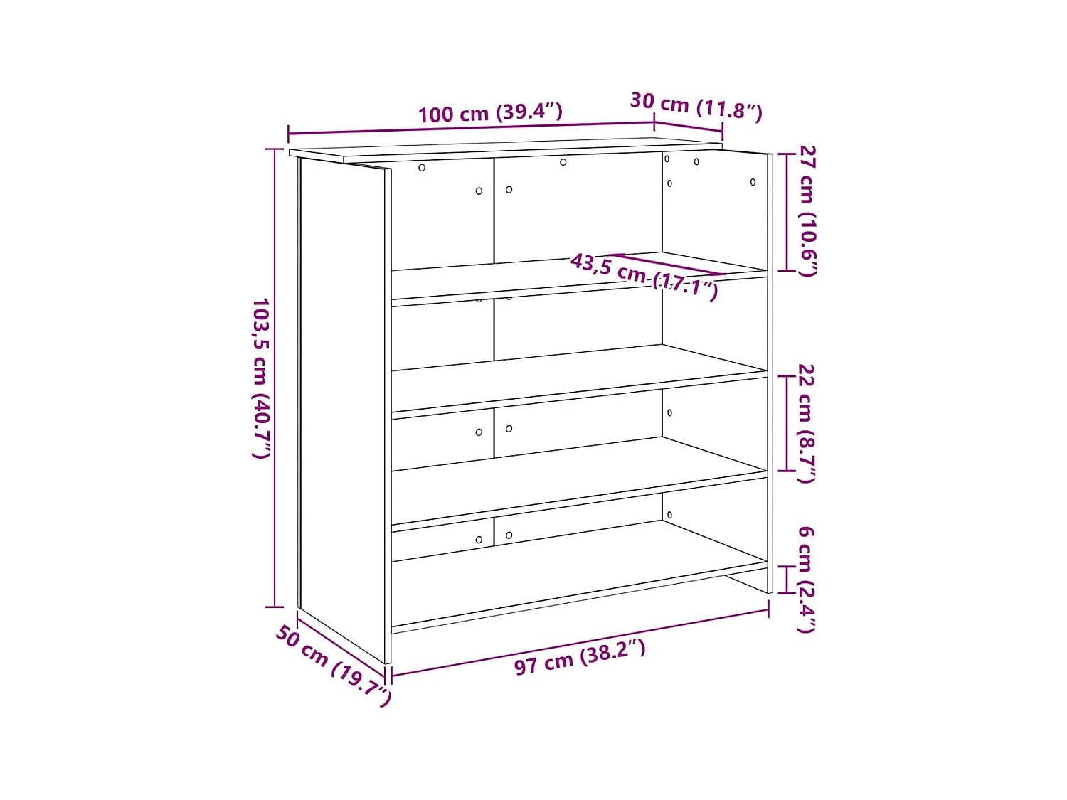 Bureau de réception gris béton 100x50x103,5cm bois d'ingénierie