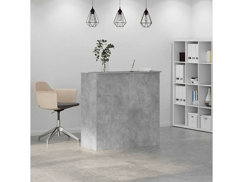 Bureau de réception gris béton 100x50x103,5cm bois d'ingénierie