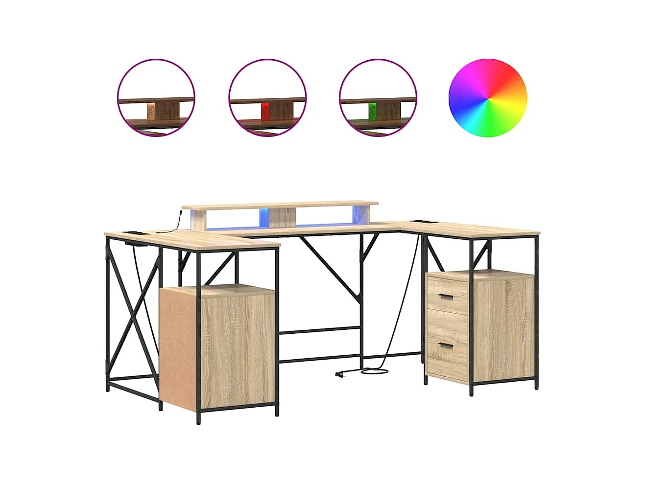 Bureau Chêne sonoma 182 x 101 x 87.5 cm Bois d'ingénierie
