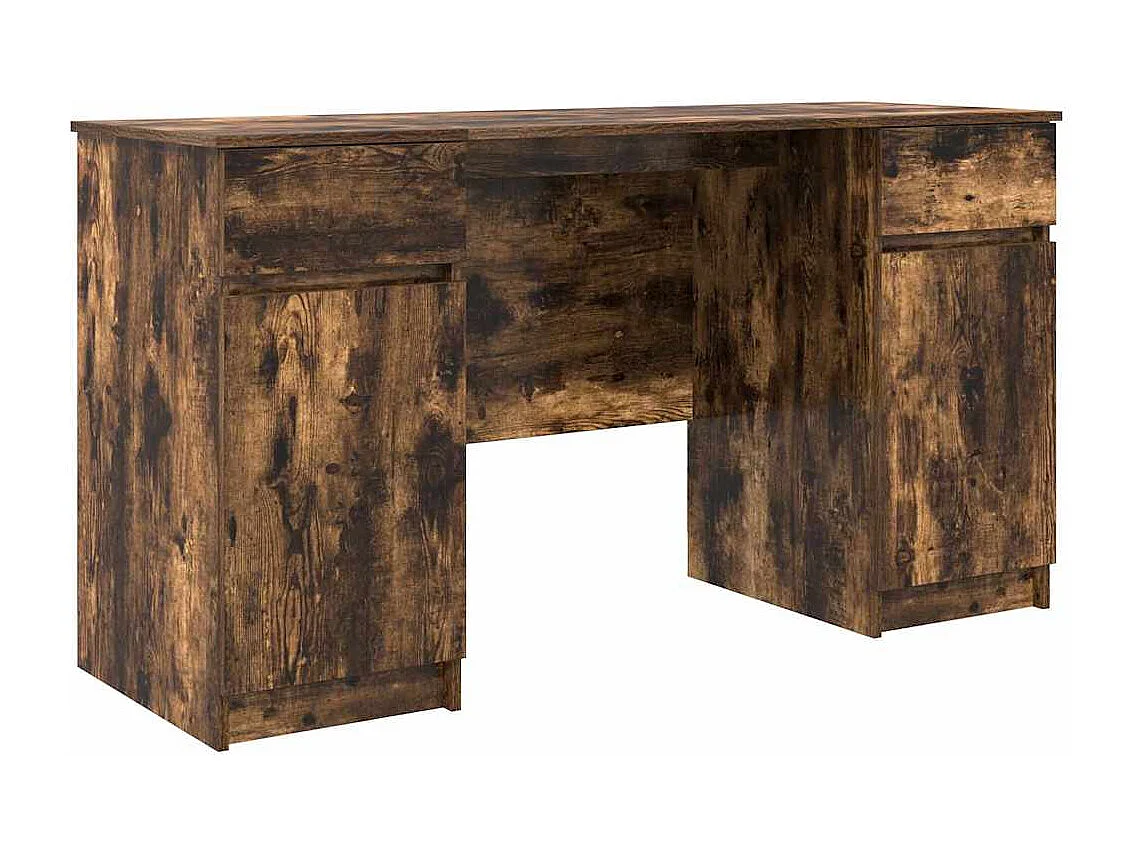 Bureau avec porte Chêne fumé 140 x 49 x 76 cm Bois d'ingénierie