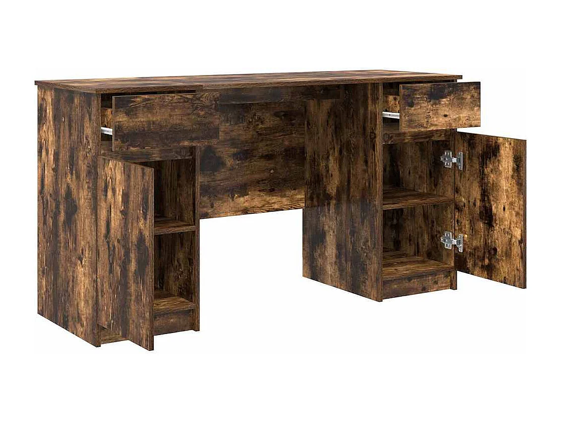 Bureau avec porte Chêne fumé 140 x 49 x 76 cm Bois d'ingénierie