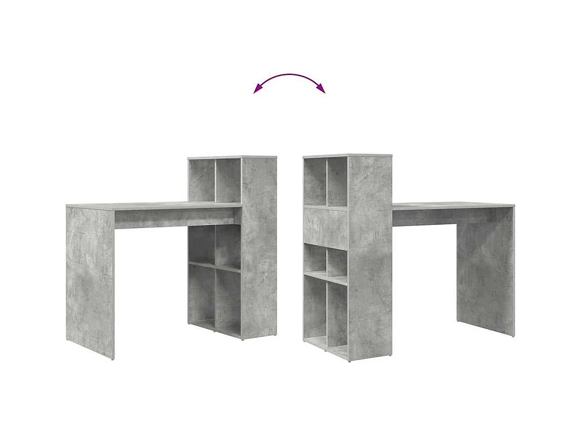 Bureau Gris béton 108 x 55 x 103,5 cm Bois d'ingénierie