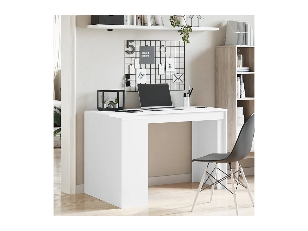 Bureau blanc 123,5x73,5x75 cm bois d'ingénierie