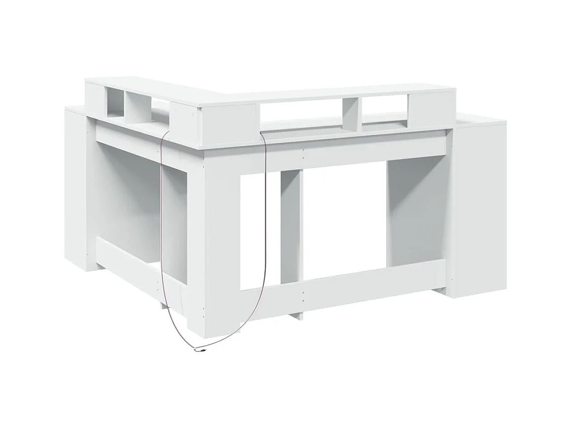 Bureau avec lumières LED blanc 152x152x91 cm bois d'ingénierie