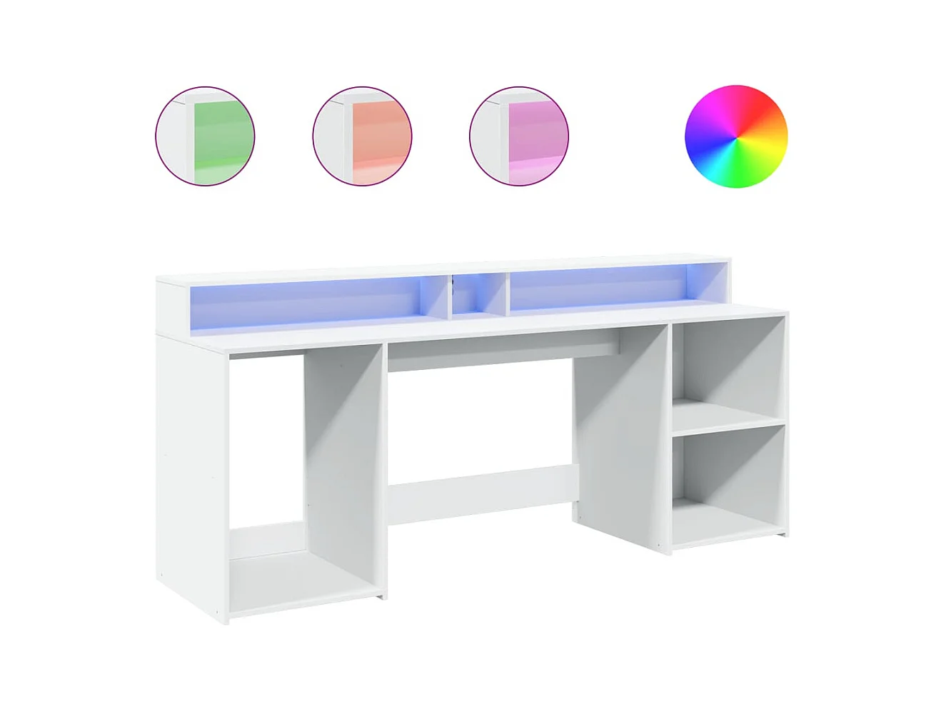 Bureau avec lumières LED blanc 200x55x91 cm bois d'ingénierie