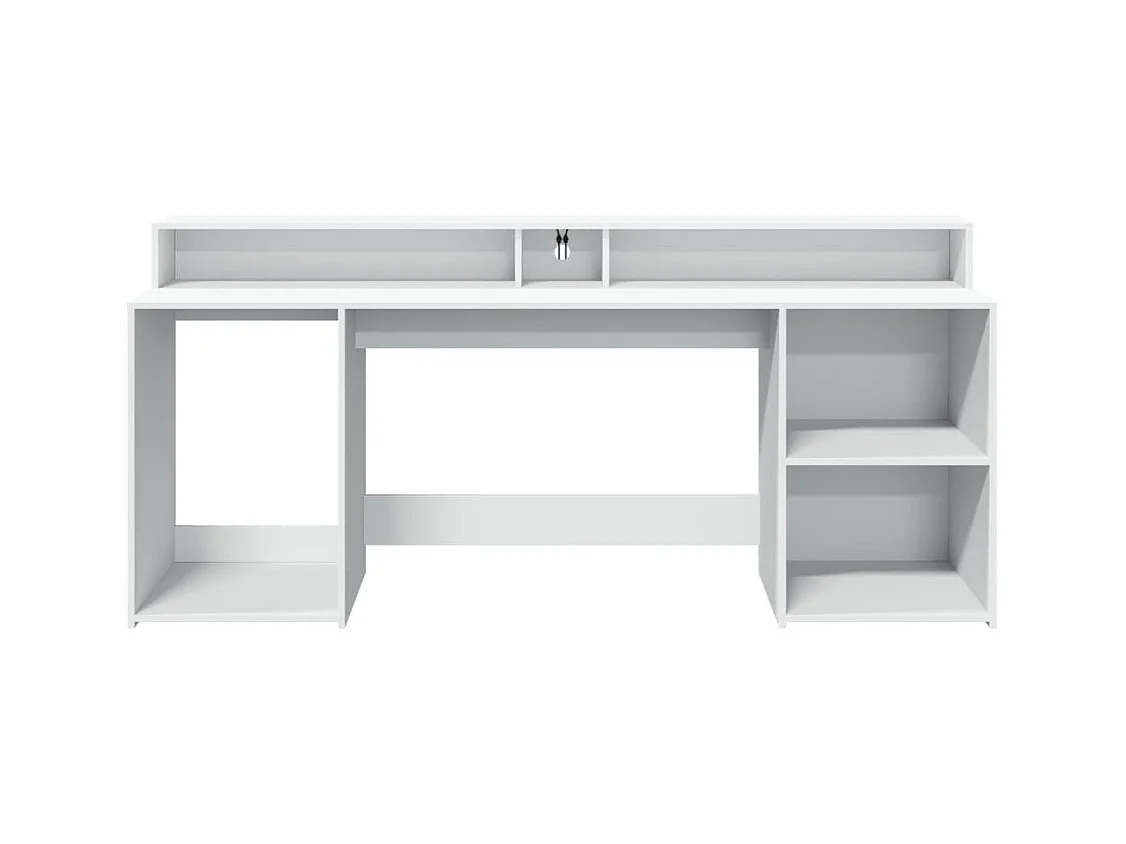 Bureau avec lumières LED blanc 200x55x91 cm bois d'ingénierie