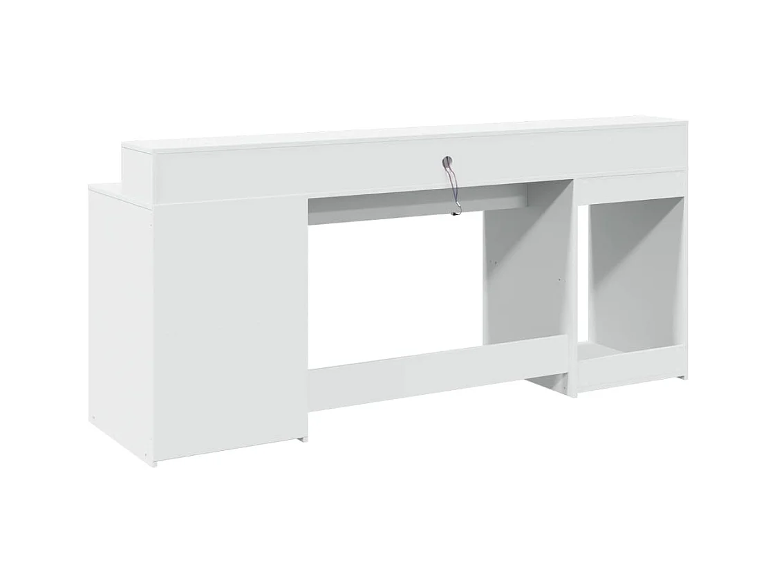 Bureau avec lumières LED blanc 200x55x91 cm bois d'ingénierie