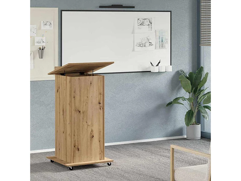 Podium artisanaal eikenkleurig 55 x 55 x 107 cm Bewerkt hout