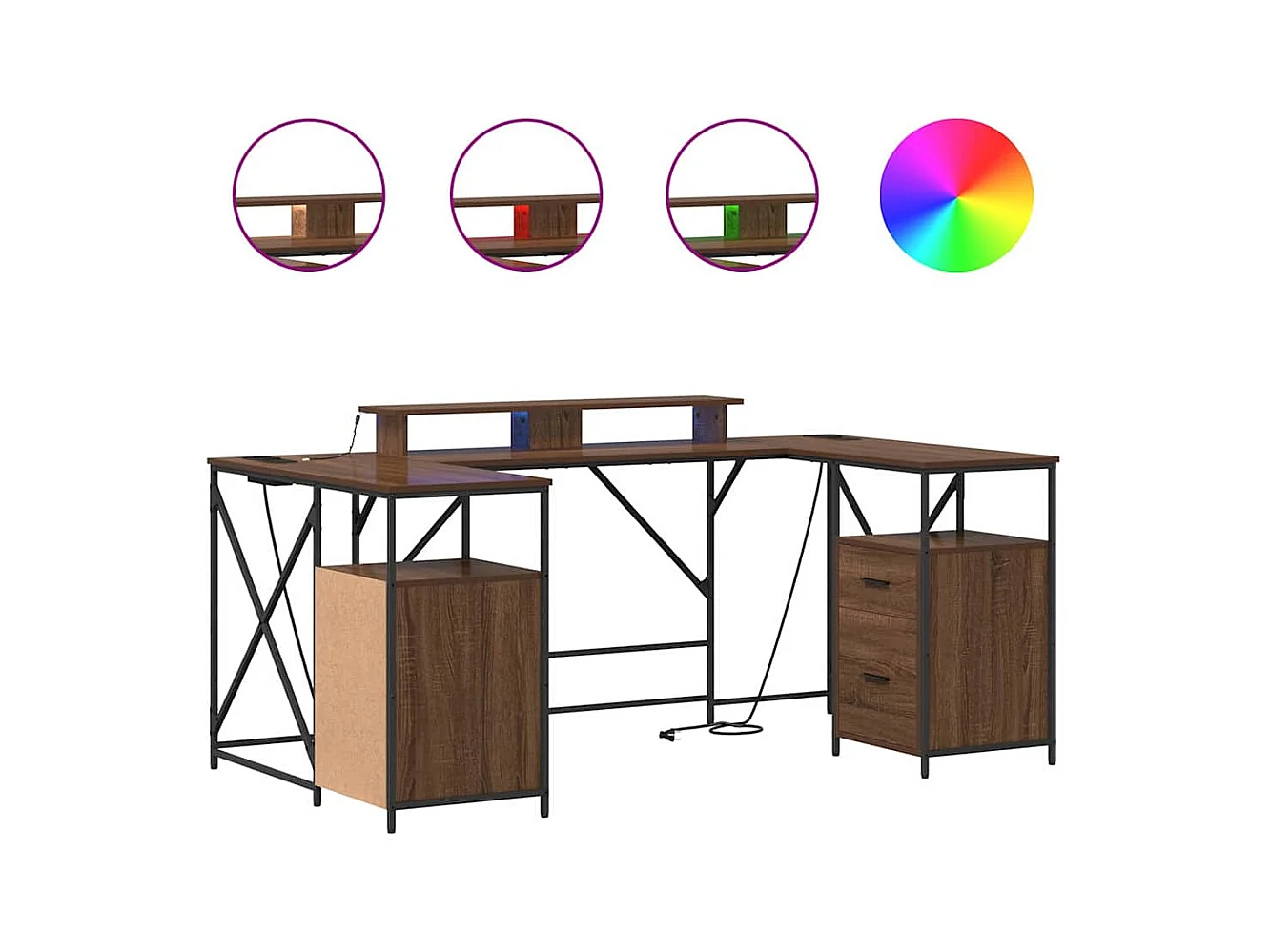 Bureau Chêne marron 182 x 101 x 87.5 cm Bois d'ingénierie
