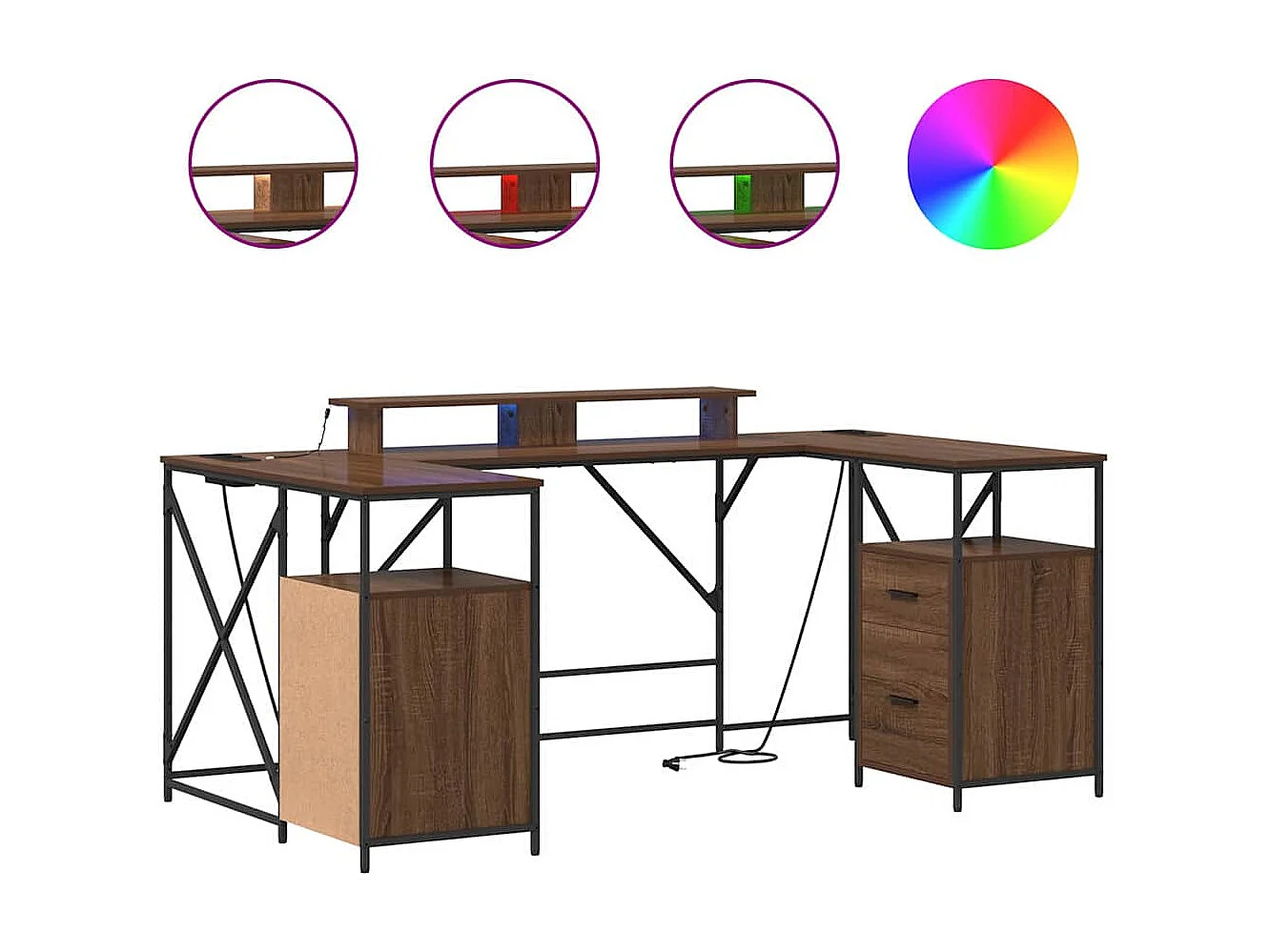 Escritorio con cajón Marrón roble 182 x 101 x 87.5 cm