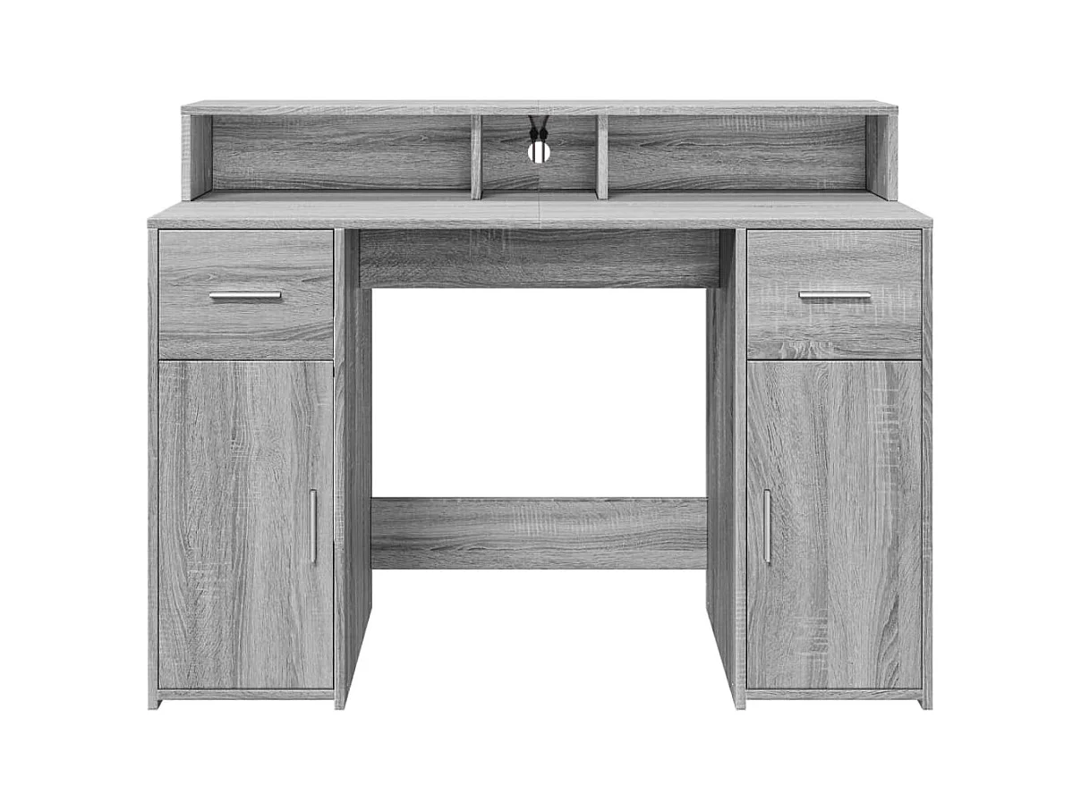 Bureau et lumières LED sonoma gris 120x55x91cm bois ingénierie