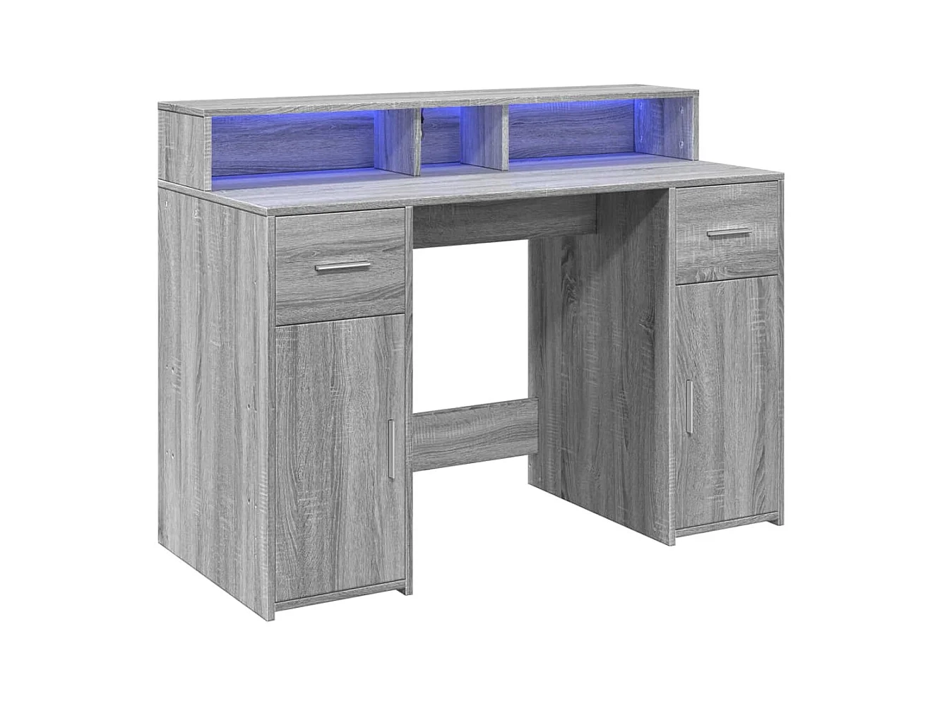 Bureau et lumières LED sonoma gris 120x55x91cm bois ingénierie