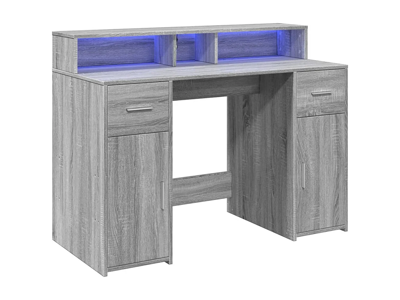 Bureau et lumières LED sonoma gris 120x55x91cm bois ingénierie