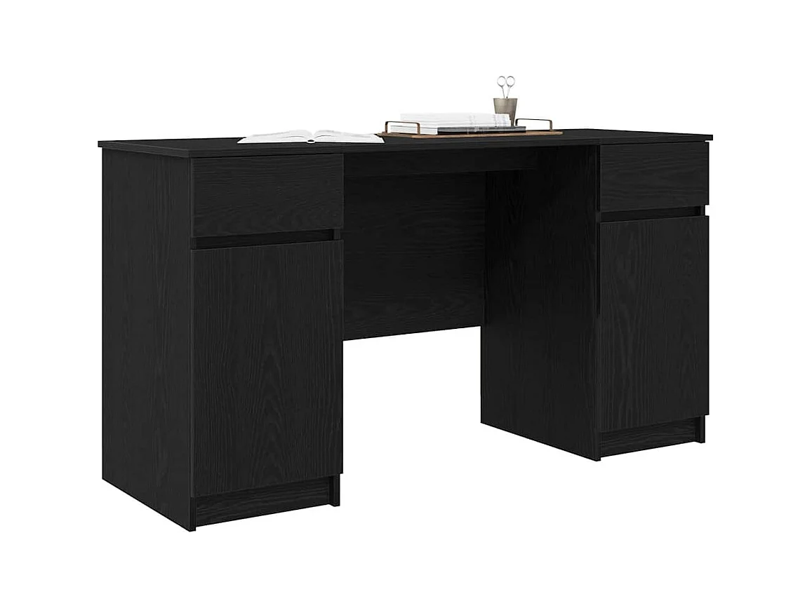 Bureau avec porte Chêne noir 140 x 49 x 76 cm Bois d'ingénierie