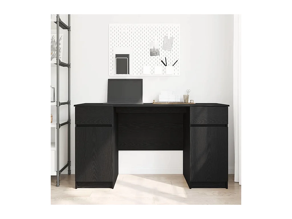 Bureau avec porte Chêne noir 140 x 49 x 76 cm Bois d'ingénierie