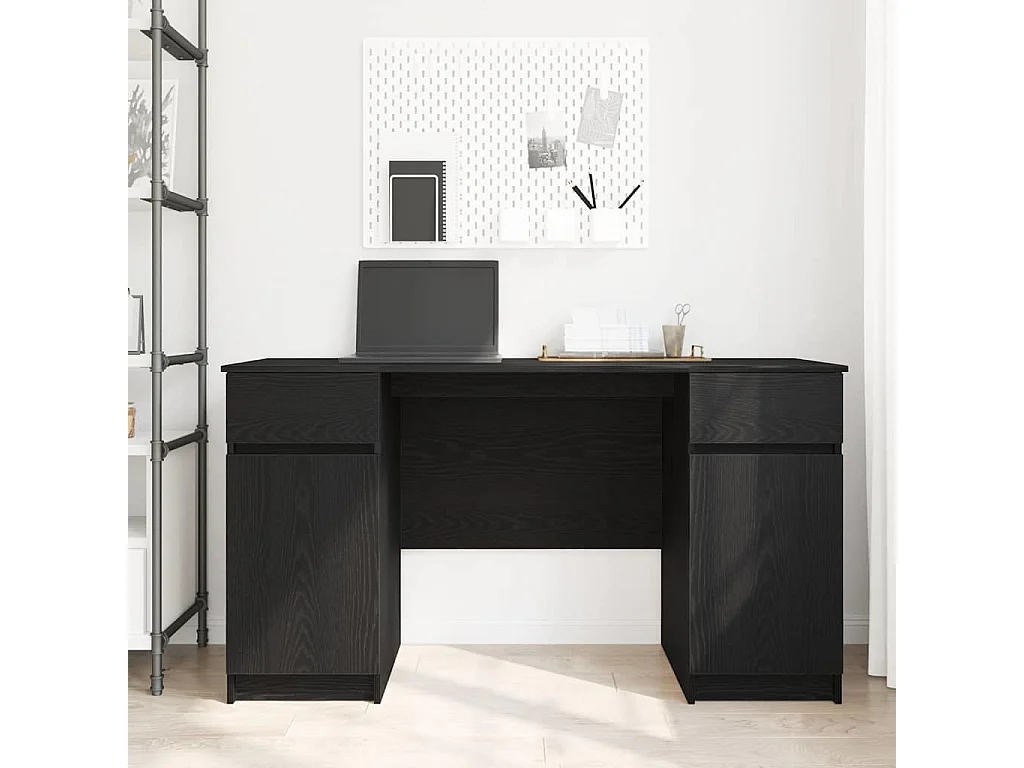 Bureau avec porte Chêne noir 140 x 49 x 76 cm Bois d'ingénierie