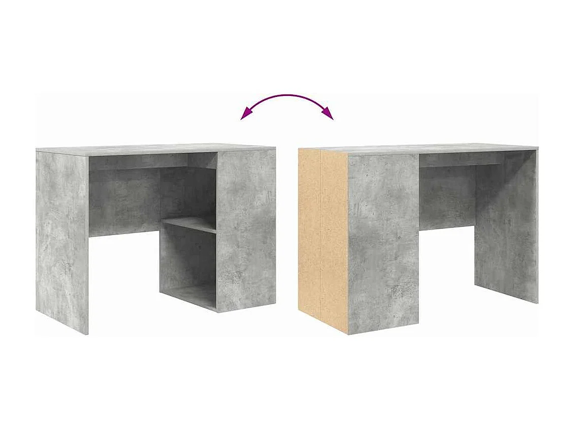 Bureau Gris béton 102 x 50 x 75 cm Bois d'ingénierie