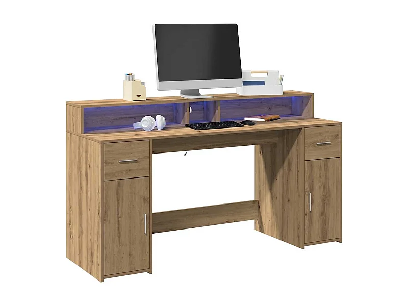 Escritorio con LED madera ingeniería roble artisian 160x55x91cm