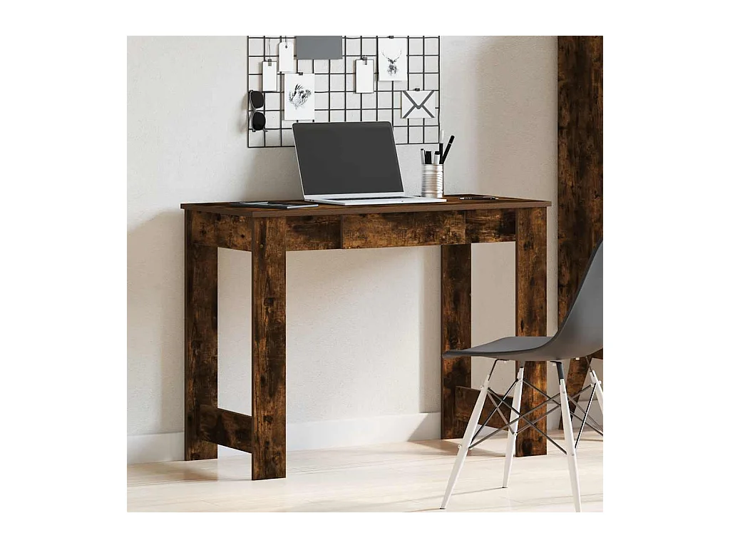 Bureau chêne fumé 100x45x75 cm bois d'ingénierie