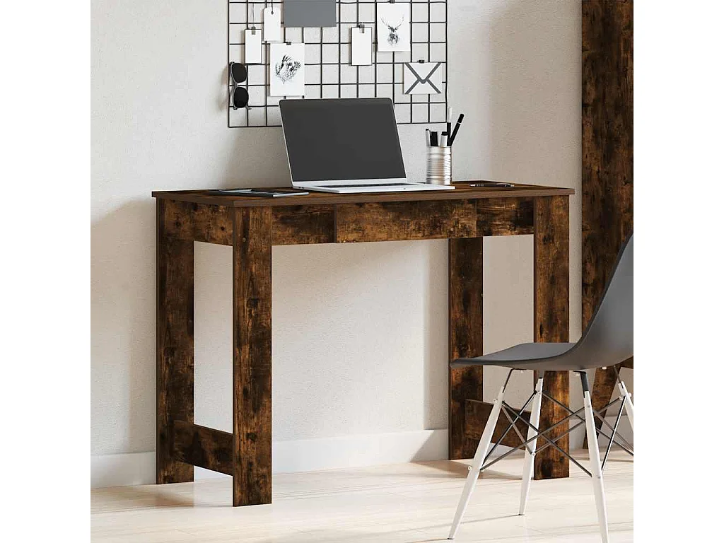 Bureau chêne fumé 100x45x75 cm bois d'ingénierie