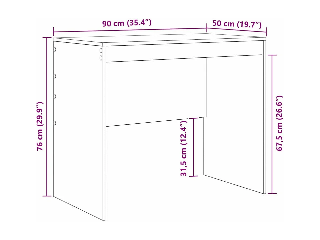 Bureau Chêne fumé 90 x 50 x 76 cm Bois d'ingénierie
