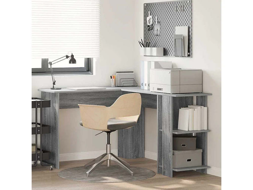 Bureau d'angle avec rangement Gris Sonoma 140 x 113.5 x 75 cm