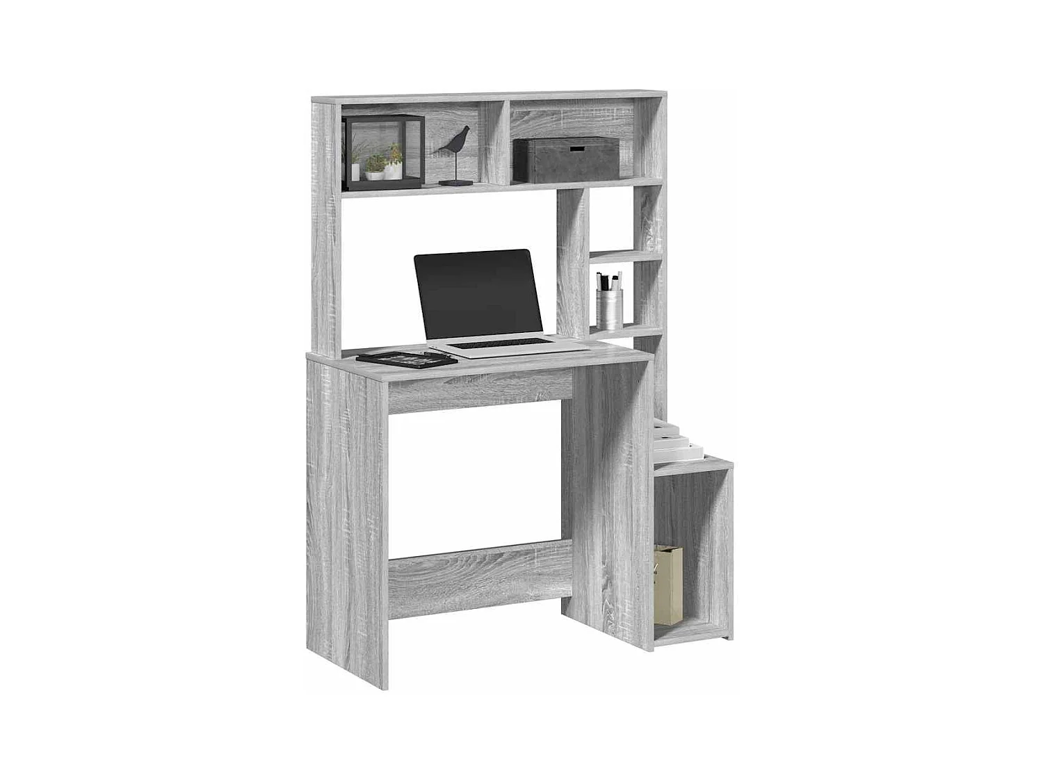 Bureau avec étagères sonoma gris 100x45x140cm bois d'ingénierie