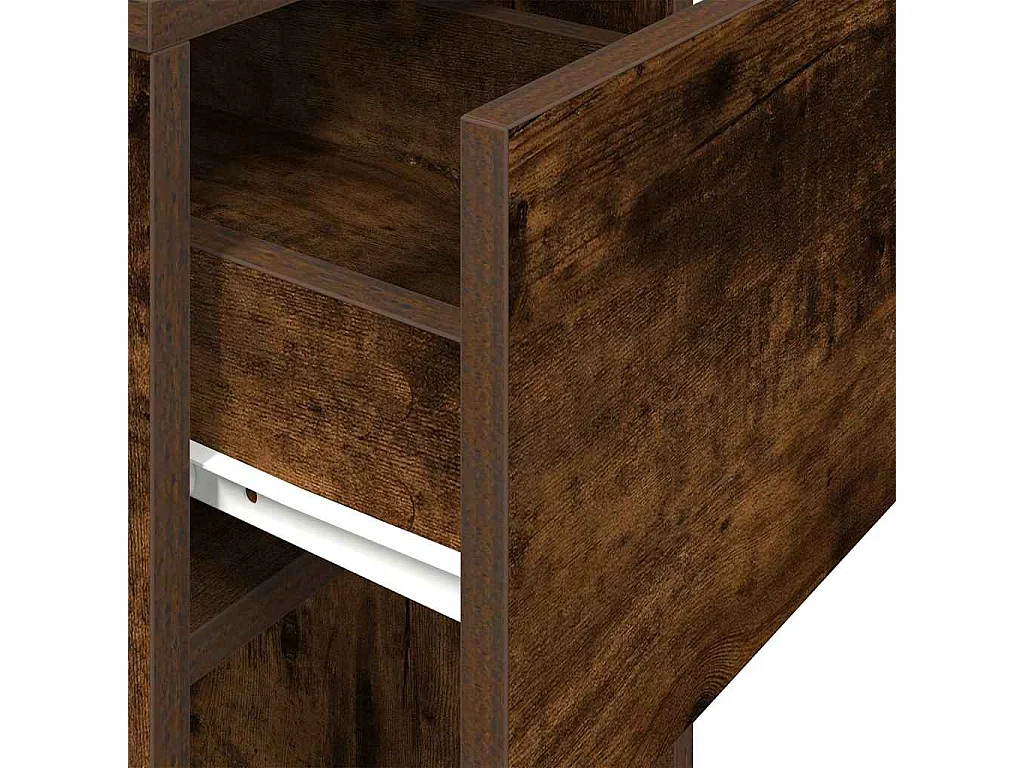 Support de tour d'ordinateur et tiroir chêne fumé 30x44x74 cm