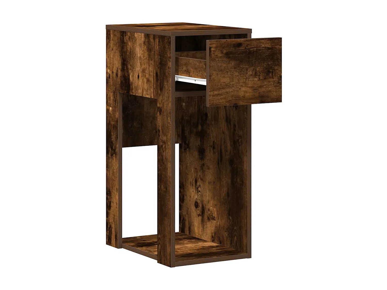 Support de tour d'ordinateur et tiroir chêne fumé 30x44x74 cm