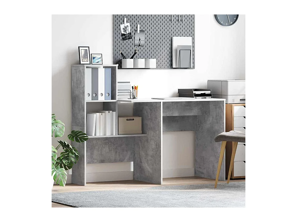 Bureau Gris béton 131,5 x 50 x 106,5 cm Bois d'ingénierie