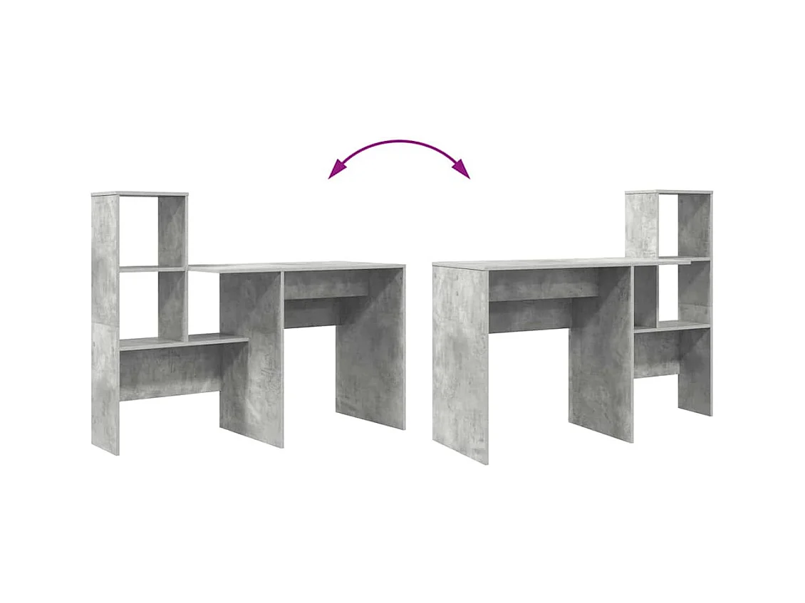 Bureau Gris béton 131,5 x 50 x 106,5 cm Bois d'ingénierie