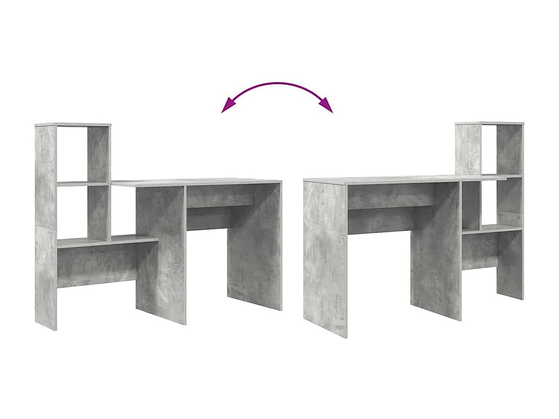 Bureau Gris béton 131,5 x 50 x 106,5 cm Bois d'ingénierie